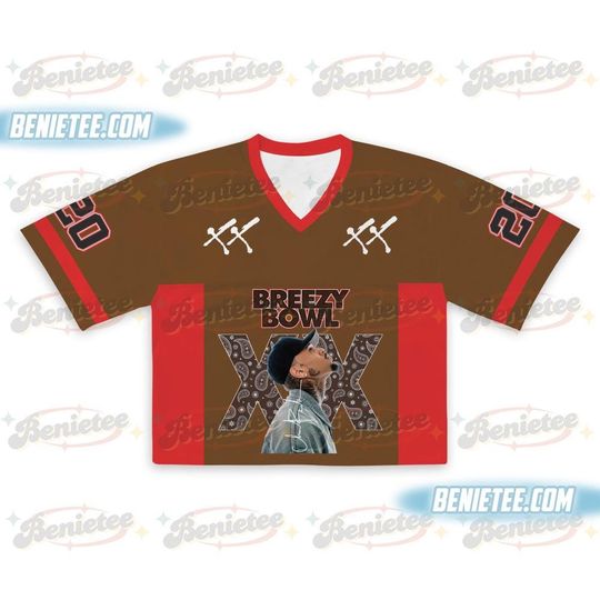 Vintage Chris Brown Tour Breezy Bowl XX 2025 Croptop Jersey, Music Tour Shirt, Chris Brown Baby Tee, Chris Brown Middle
