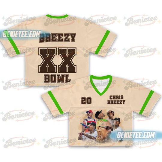 Chris Brown 2025 Crop top Jersey Full Mesh, Breezy Bowl XX Concert 2025