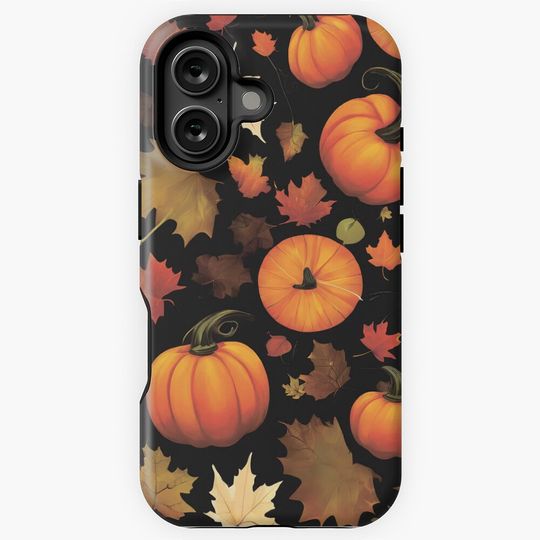 Pumpkins and autumn leaves. iPhone Case