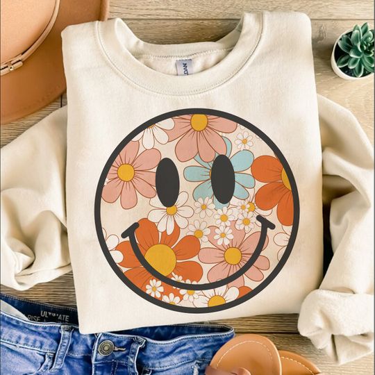 Flowering Summer Smiley Face Sweatshirt