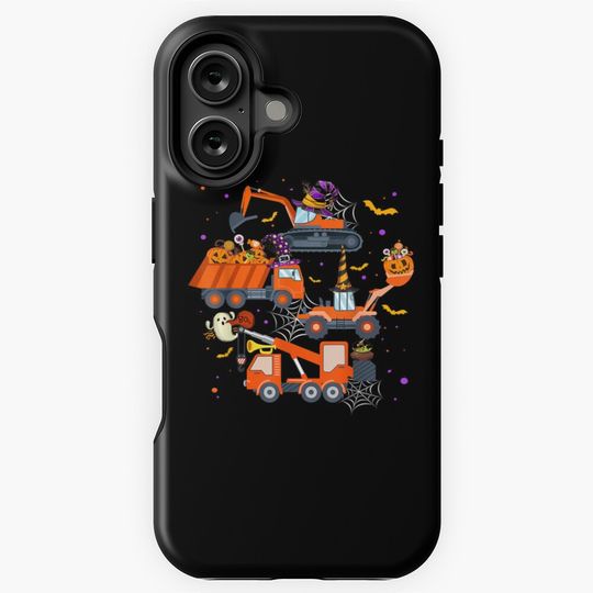 Halloween Crane Truck Construction Pumpkin Toddler Kids Boys iPhone Case