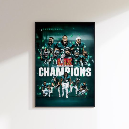 Philadelphia Eagles Super Bowl Champions Poster, Football Minimal Vertical Print