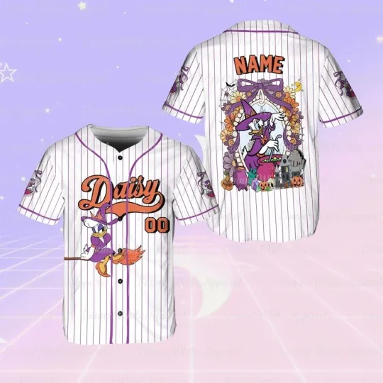 Personalized Daisy Duck Floral Magic Mirror Coquette Bow Baseball Jersey Shirt