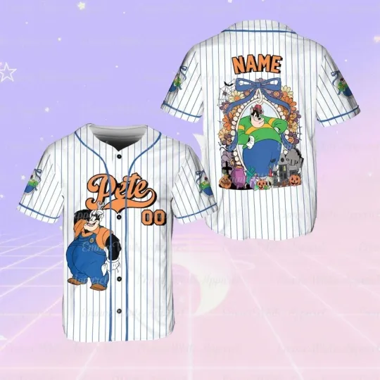 Personalized Mickey & amp, Friends Pete Mirror Coquette Bow Baseball Jersey Shirt