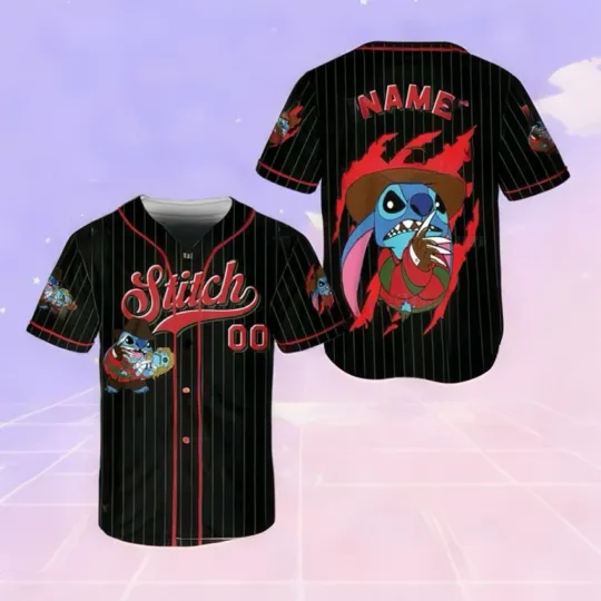 Personalized Stitch Cosplay Freddy Krueger Halloween Baseball Jersey Shirt