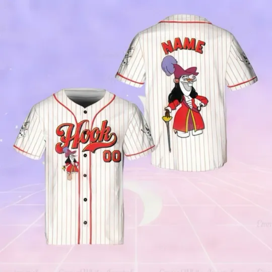 Personalized Stitch Cosplay Captain Hook Spooky Halloween Baseball Jersey Shirt