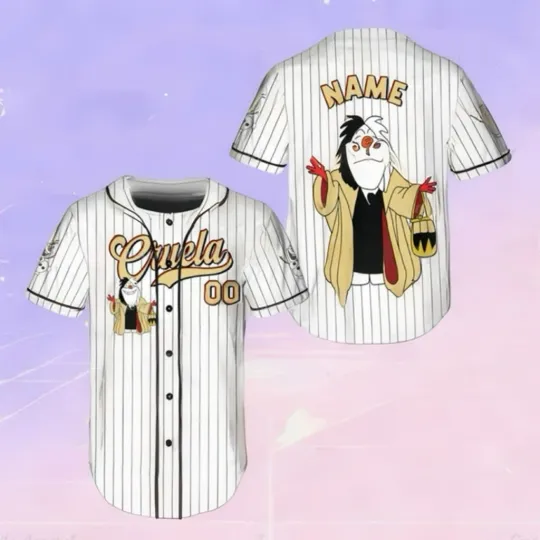Personalized Olaf Cosplay Cruella De Evil Happy Halloween Baseball Jersey Shirt