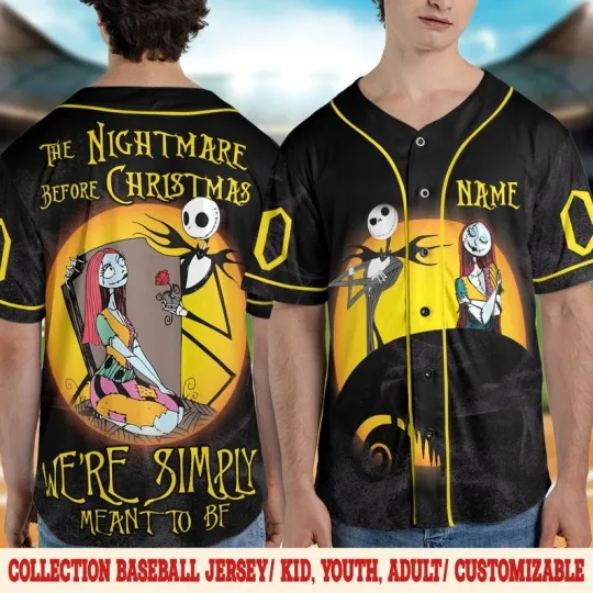 Personalized Jack And Sally We're Simply Meant To Be Baseball Jersey Shirt