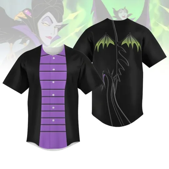 Maleficent Dragon Cosplay Costume Halloween Villain Baseball Jersey Shirt