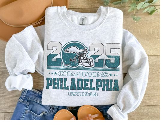 2025 Vintage Super Bowl Champions Eagles Sweatshirt, Superbowl Philadelphia Football Sweater, Philadelphia Football Gift, Eagles Bird Gang