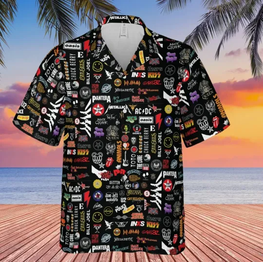 Retro 80s Rock Band Hawaiian Shirt Pop Punk Music Style