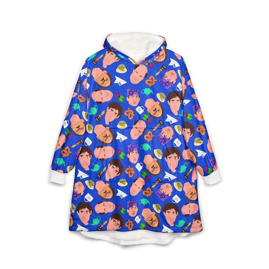 The Office Blanket Hoodie | Dunder Mifflin Unisex Hooded Blanket For Her For Him Michael Dwight Jim Cozy Soft