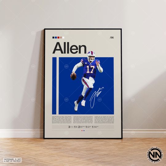 Josh Allen Poster, Buffalo Bills Poster, football Poster, Sports Poster, football Fans, Football Poster, football Wall Art, Sports Bedroom Posters