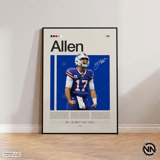 Josh Allen Poster, Buffalo Bills Poster, football Poster, Sports Poster, football Fans, Football Poster, football Wall Art, Sports Bedroom Posters