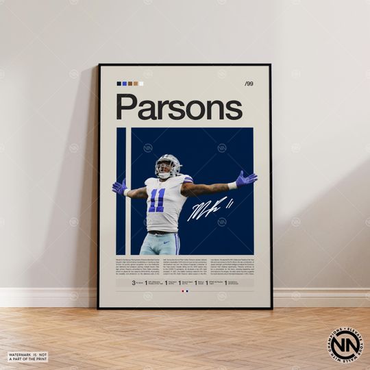 Micah Parsons Poster, Dallas Cowboys Print, football Poster, Sports Poster, football Fans, Football Poster, football Wall Art, Sports Bedroom Posters