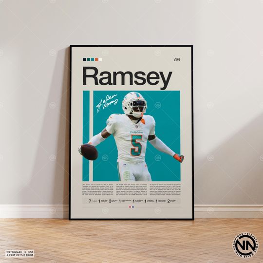 Jalen Ramsey Poster, Miami Dolphins Print, football Poster, Sports Poster, football Fans, Football Poster, football Wall Art, Sports Bedroom Posters