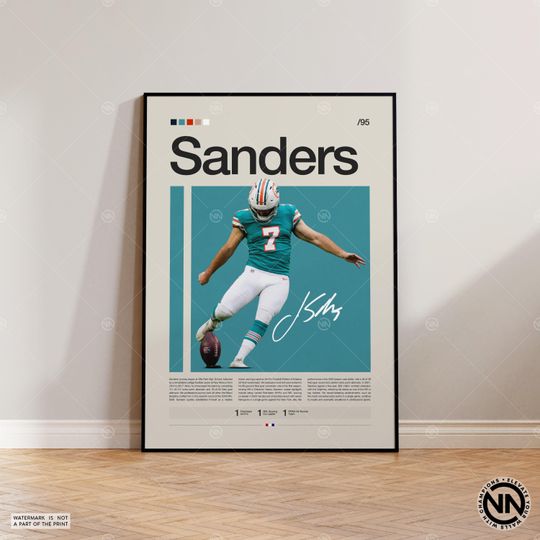 Jason Sanders Poster, Miami Dolphins Print, football Poster, Sports Poster, football Fans, Football Poster, football Wall Art, Sports Bedroom Posters