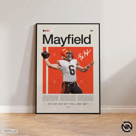 Baker Mayfield Poster, Cleveland Browns Print, football Poster, Sports Poster, football Fans, Football Poster, football Wall Art, Sports Bedroom Posters