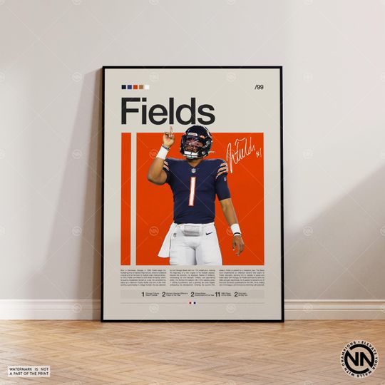 Justin Fields Poster, Chicago Bears Poster, football Poster, Sports Poster, football Fans, Football Poster, football Wall Art, Sports Bedroom Posters
