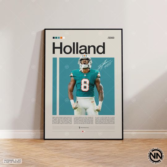 Jevon Holland Poster, Miami Dolphins Print, football Poster, Sports Poster, football Fans, Football Poster, football Wall Art, Sports Bedroom Posters