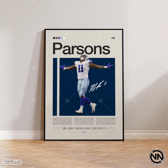 Micah Parsons Poster, Dallas Cowboys Print, football Poster, Sports Poster, football Fans, Football Poster, football Wall Art, Sports Bedroom Posters
