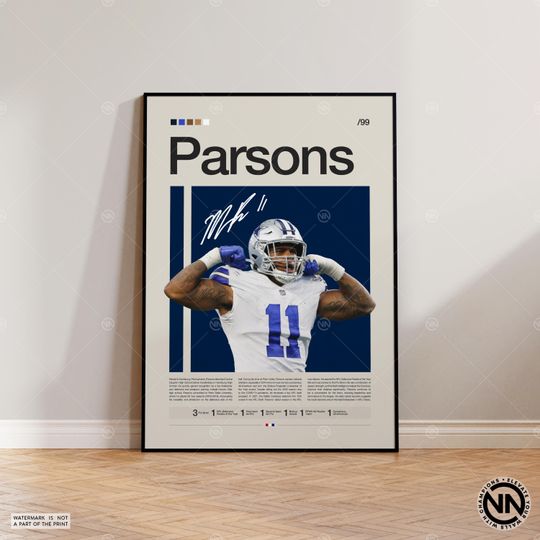 Micah Parsons Poster, Dallas Cowboys Print, football Poster, Sports Poster, football Fans, Football Poster, football Wall Art, Sports Bedroom Posters