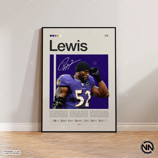 Ray Lewis Poster, Baltimore Ravens Print, football Poster, Sports Poster, football Fans, Football Poster, football Wall Art, Sports Bedroom Posters