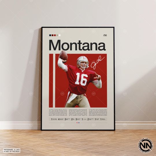 Joe Montana Poster, San Francisco 49ers Print, football Poster, Sports Poster, football Fans, Football Poster, football Wall Art, Sports Bedroom Posters