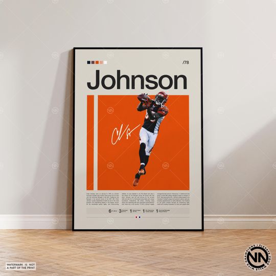 Chad Johnson Poster, Cincinnati Bengals Print, football Poster, Sports Poster, football Fans, Football Poster, football Wall Art, Sports Bedroom Posters