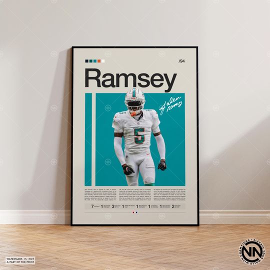 Jalen Ramsey Poster, Miami Dolphins Print, football Poster, Sports Poster, football Fans, Football Poster, football Wall Art, Sports Bedroom Posters