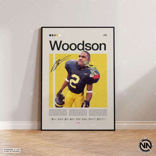 Charles Woodson Poster, Michigan Wolverines, football Poster, Sports Poster, football Fans, Football Poster, football Wall Art, Sports Bedroom Posters