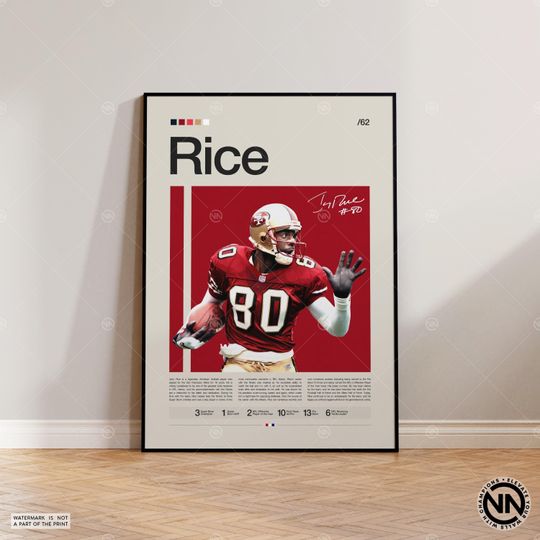 Jerry Rice Niners Poster, San Francisco 49ers Poster, football Poster, Sports Poster, Football Poster, football Wall Art, Sports Bedroom Posters