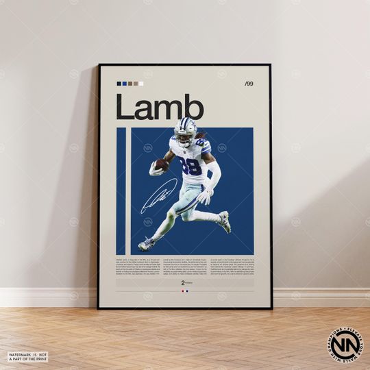CeeDee Lamb Poster, Dallas Cowboys Print, football Poster, Sports Poster, Football Poster, football Wall Art, Sports Bedroom Posters