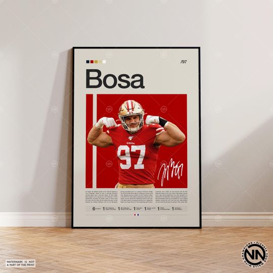 Nick Bosa Poster, San Francisco 49ers Print, football Poster, Sports Poster, football Fans, Football Poster, football Wall Art, Sports Bedroom Posters