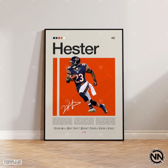 Devin Hester Poster, Chicago Bears Print, football Poster, Sports Poster, football Fans, Football Poster, football Wall Art, Sports Bedroom Posters