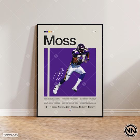 Randy Moss Poster, Minnesota Vikings Print, football Poster, Sports Poster, Football Poster, football Wall Art, Sports Bedroom Posters