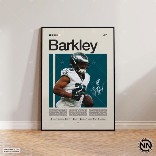 Saquon Barkley Poster, Philadelphia Eagles Print, football Poster, Sports Poster, football Fans, Football Poster, football Wall Art, Sports Bedroom Posters