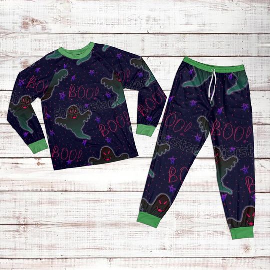 Halloween Pajamas Set Kids,Ghost Bat Print Sleepwear,Spooky BOO PJs for Boys Girls,Matching Family Halloween Nightwear Outfit,Halloween Gift