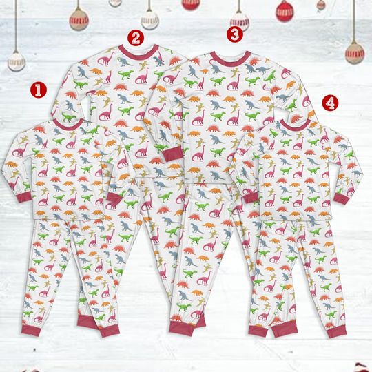 Matching Dinosaur Family Pajamas  Cute Dino Christmas PJs for Baby, Toddler, Kids and Adults  Holiday Sleepwear Set Unisex