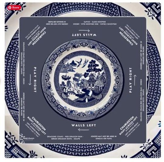 Luxurious Blue Chinoiserie Mahjong Mat with Extendable Carrying Case for Mahjong Enthusiasts