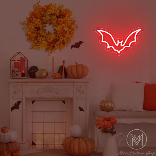Bat Neon Sign Bat Neon Light Custom Flying Bat LED Light Halloween Neon Sign Gothic Wall Decor Halloween Party Decor Gifts For Kids