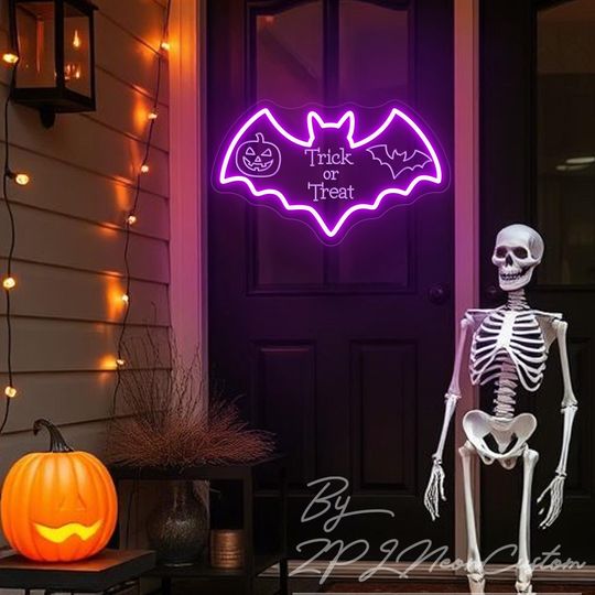 Halloween Neon Sign Pumpkin Bat LED Neon Light for Wall Decor