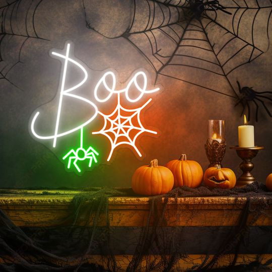 Boo Neon Sign Ghost Neon Light Halloween Decor Custom Neon Light for Home