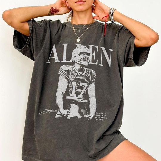 Josh Allen Vintage Comfort Color Shirt, Josh Allen Retro Rap Tee, Game Day Shirt, Football Shirt