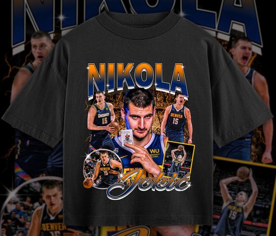 Vintage 90s Nikola Jokic Shirt, Retro Graphic Bootleg 90s Rap Tee, Denver Nuggets Fan Gift
