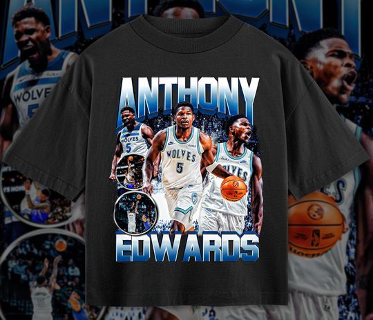 Vintage 90s Anthony Edwards Shirt, Retro Graphic Bootleg 90s Rap Tee, Minnesota Timberwolves Fan Gift