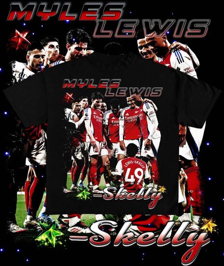 Retro Vintage 90s Graphic Myles Lewis-Skelly T-Shirt, Arsenal Tee, Soccer T-Shirt, Bootleg Sport Tee