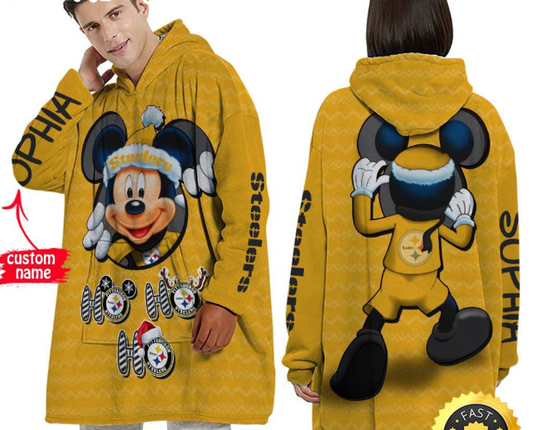 Personalized football Pittsburgh Steeler Blanket Hoodie Mickey Unisex Hoodie