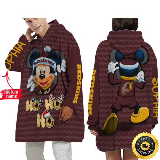 Personalized football Washington Commanders Blanket Hoodie Mickey Unisex Hoodie