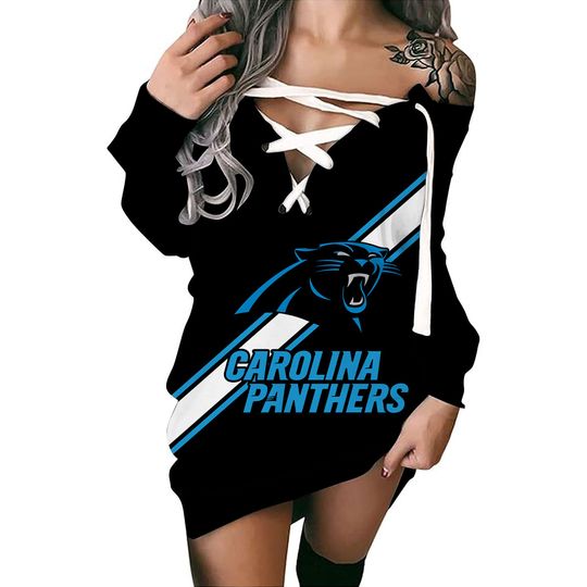 Carolina Panthers Long Lace Up Sweatshirt, Gift For Fan